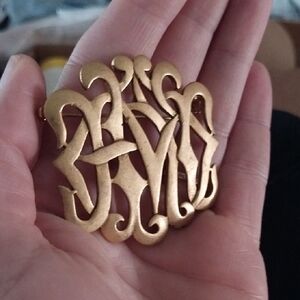 5/25$ Elegant Gold Monogram Brooch